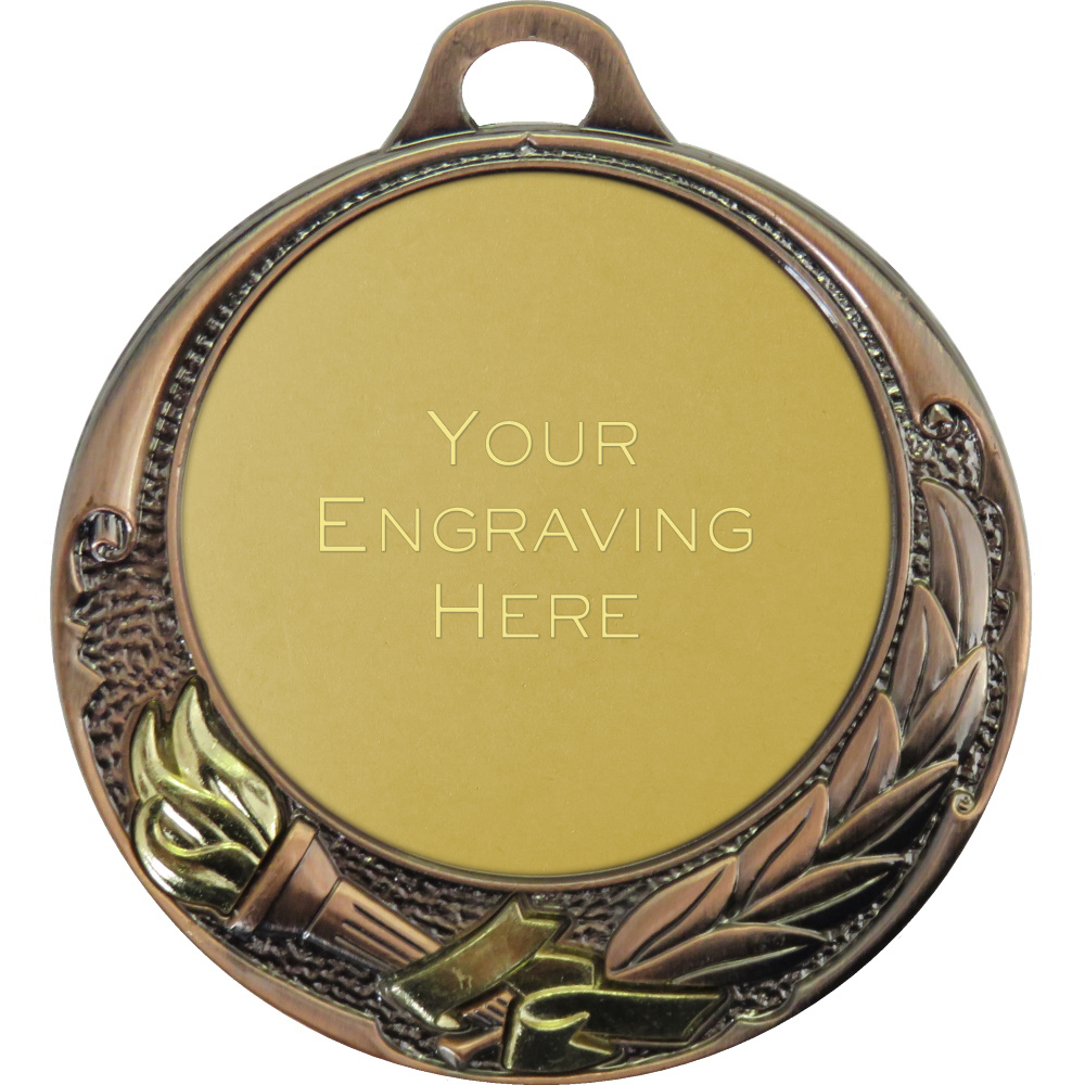 70mm Two-Toned Victory Torch Economy Presentation Medal