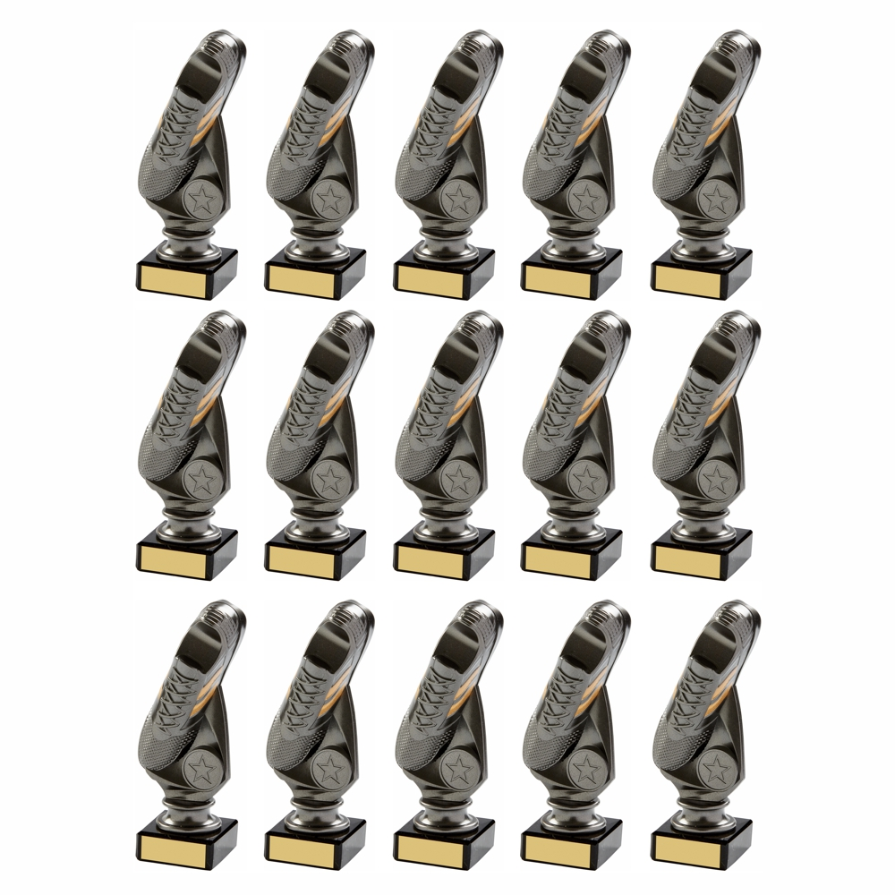 Squad Awards Gunmetal Football Vertical Boot Bundle