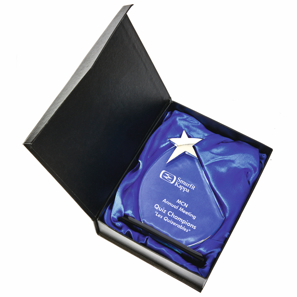 Crystal Star Award with Black Base in Presentation Case