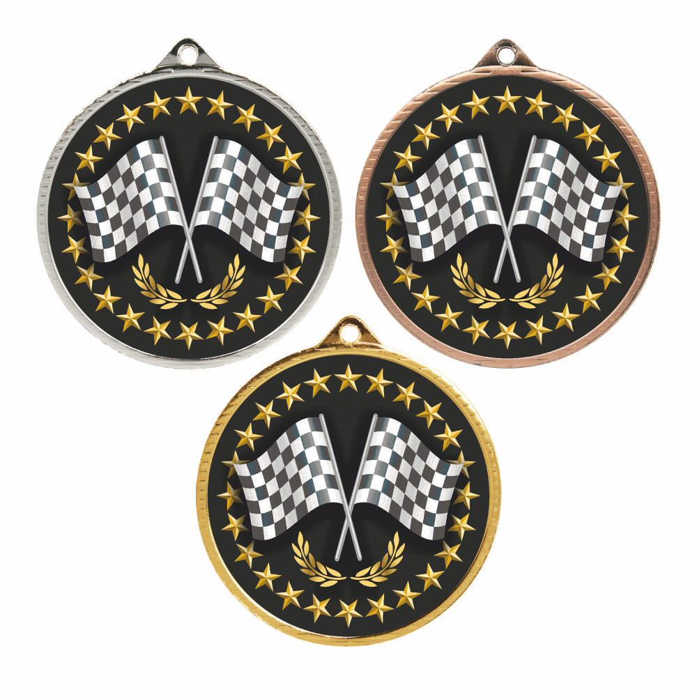 55mm Crossed Flags Motorsport Medal Group