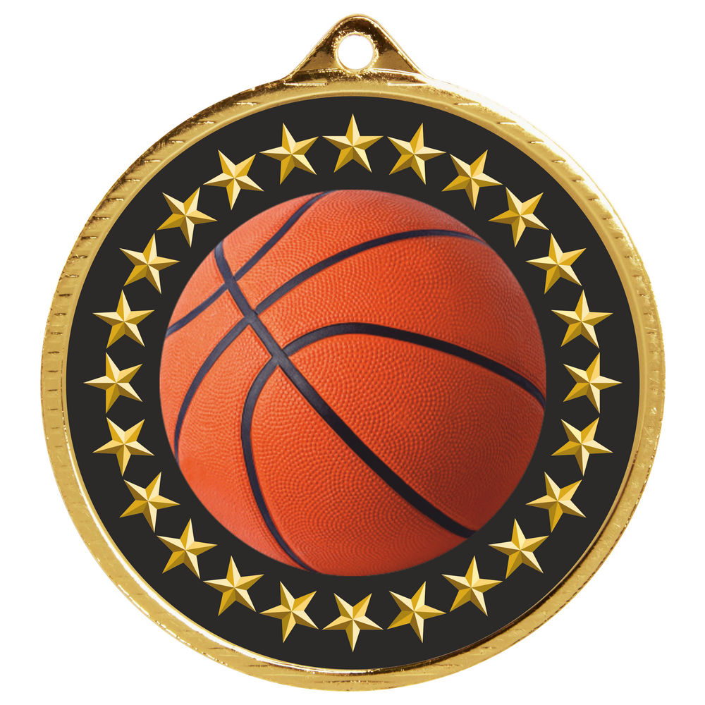 55mm Basketball Medal Gold