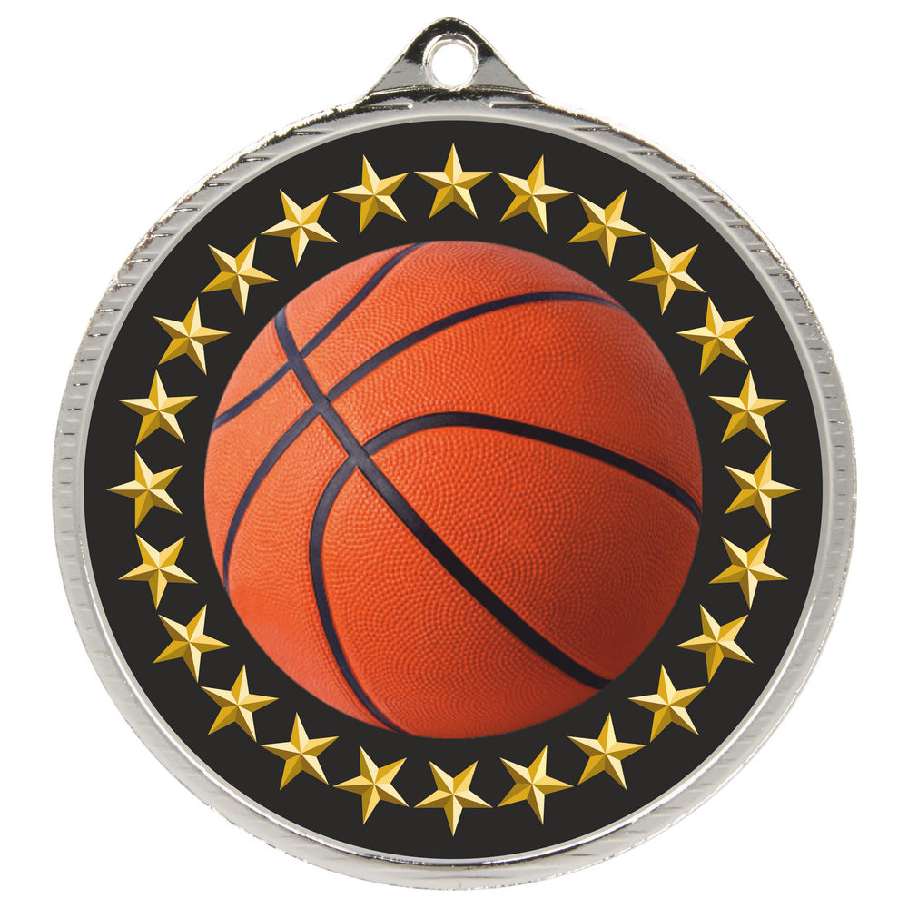 55mm Basketball Medal Silver