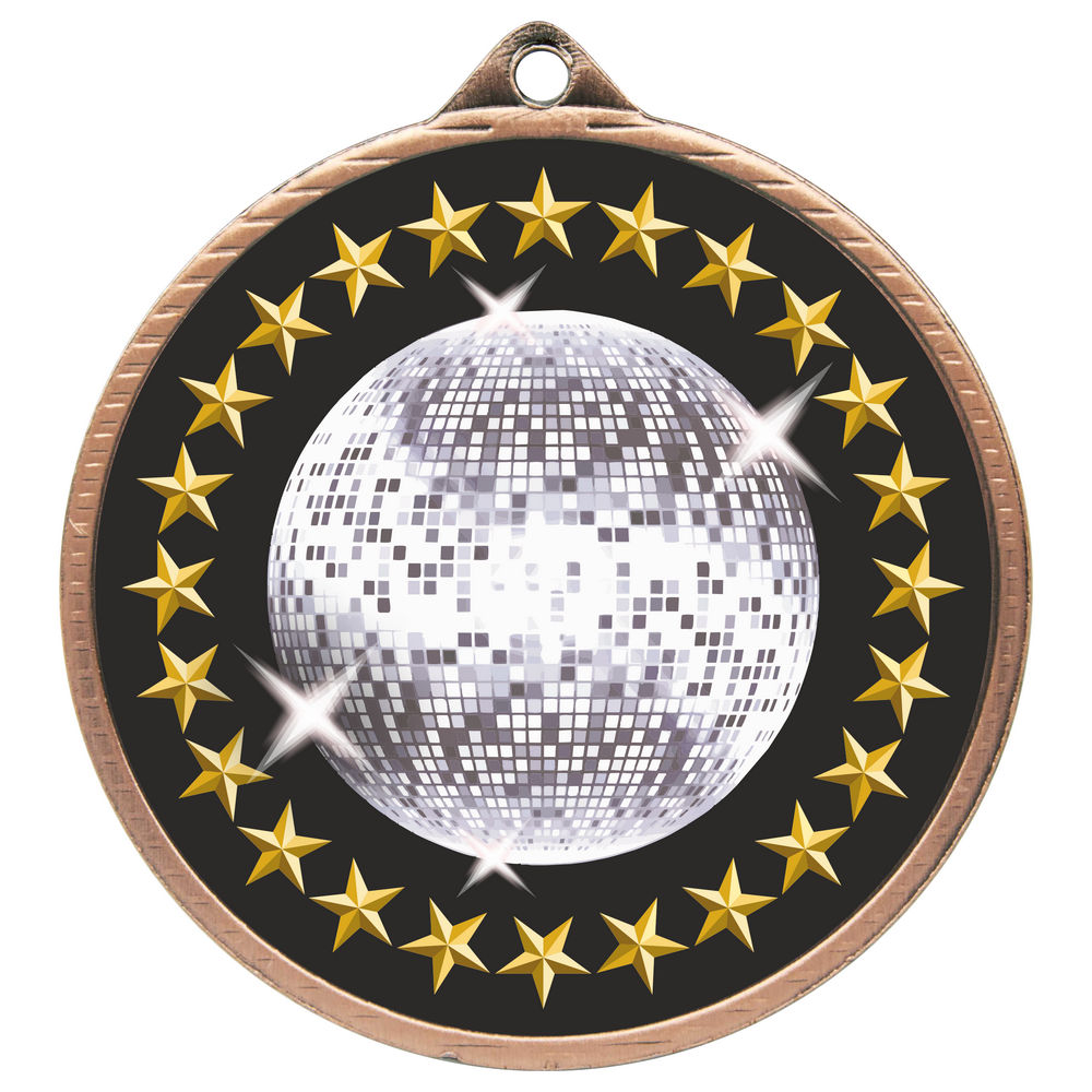 55mm Glitterball Dance Medal Bronze