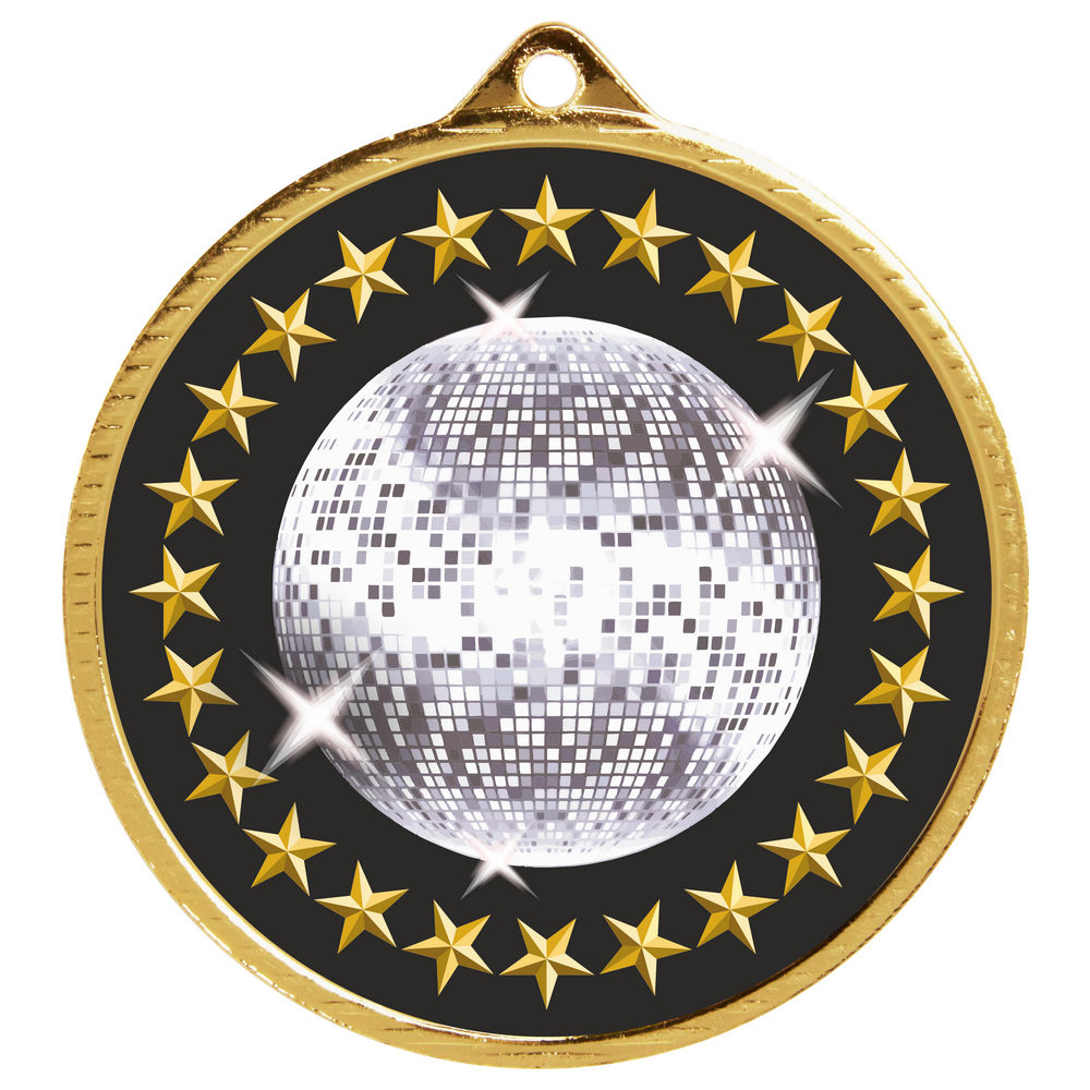 55mm Glitterball Dance Medal Gold