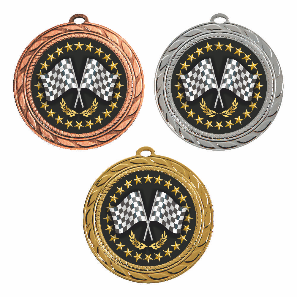 70mm Crossed Flags Motorsports Medal Group