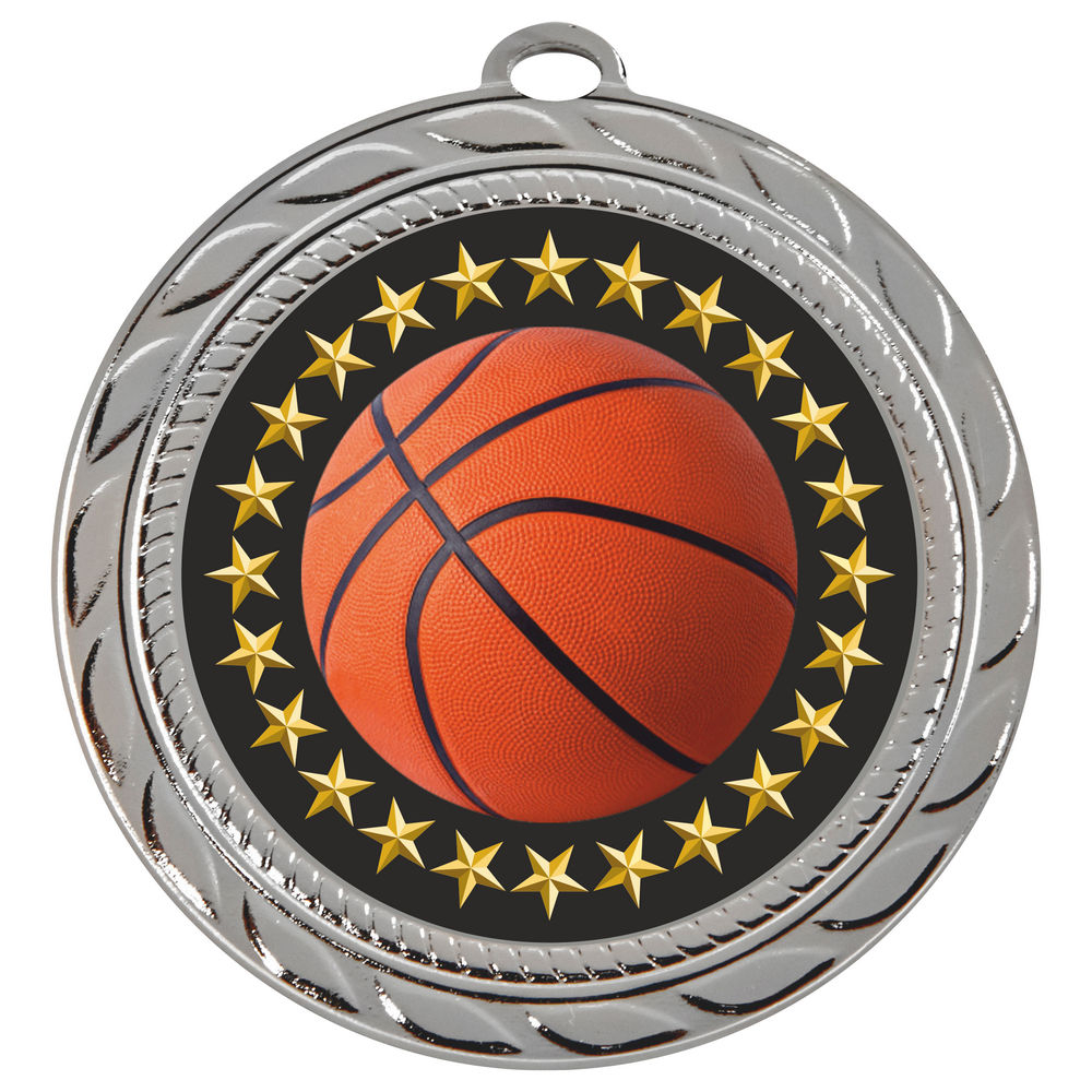 70mm Basketball Medal Silver