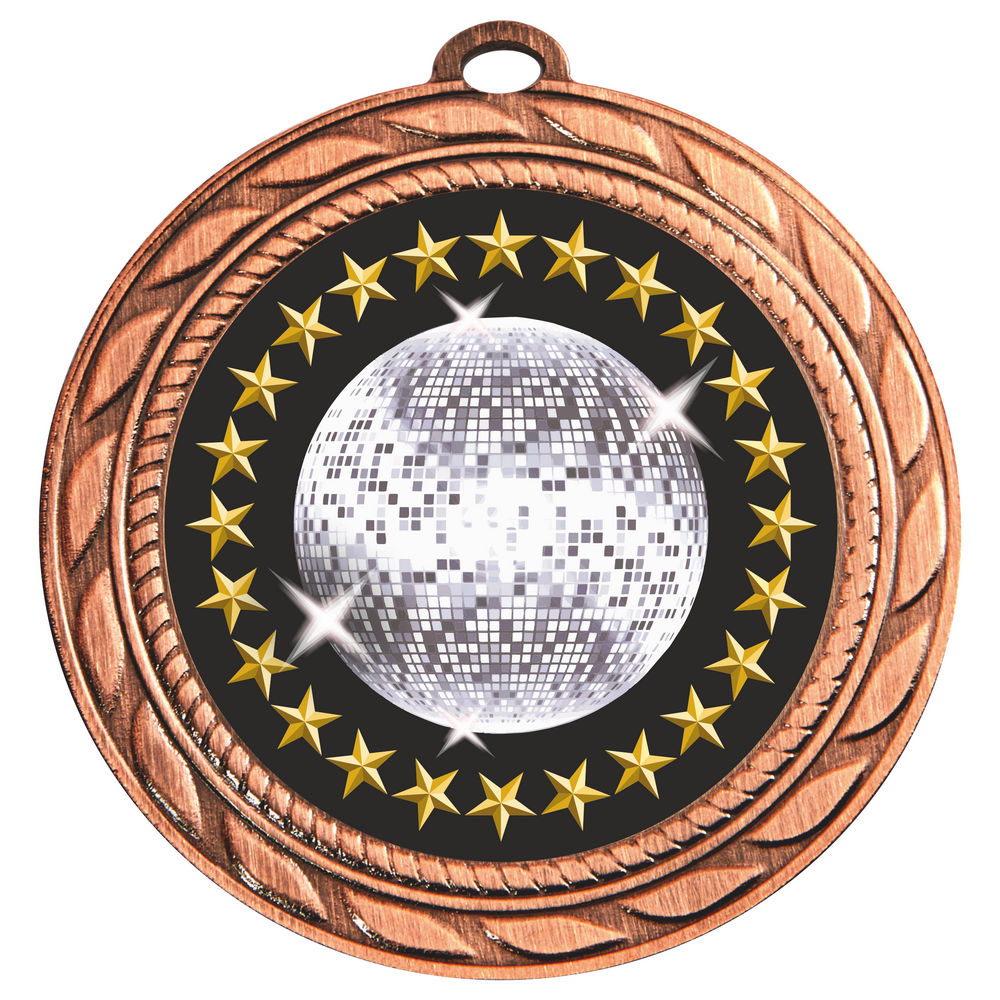 70mm Glitterball Dance Medal Bronze