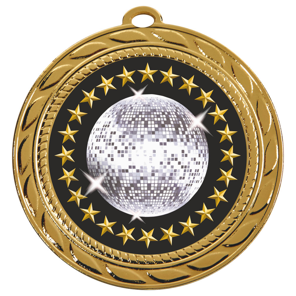 70mm Glitterball Dance Medal Gold