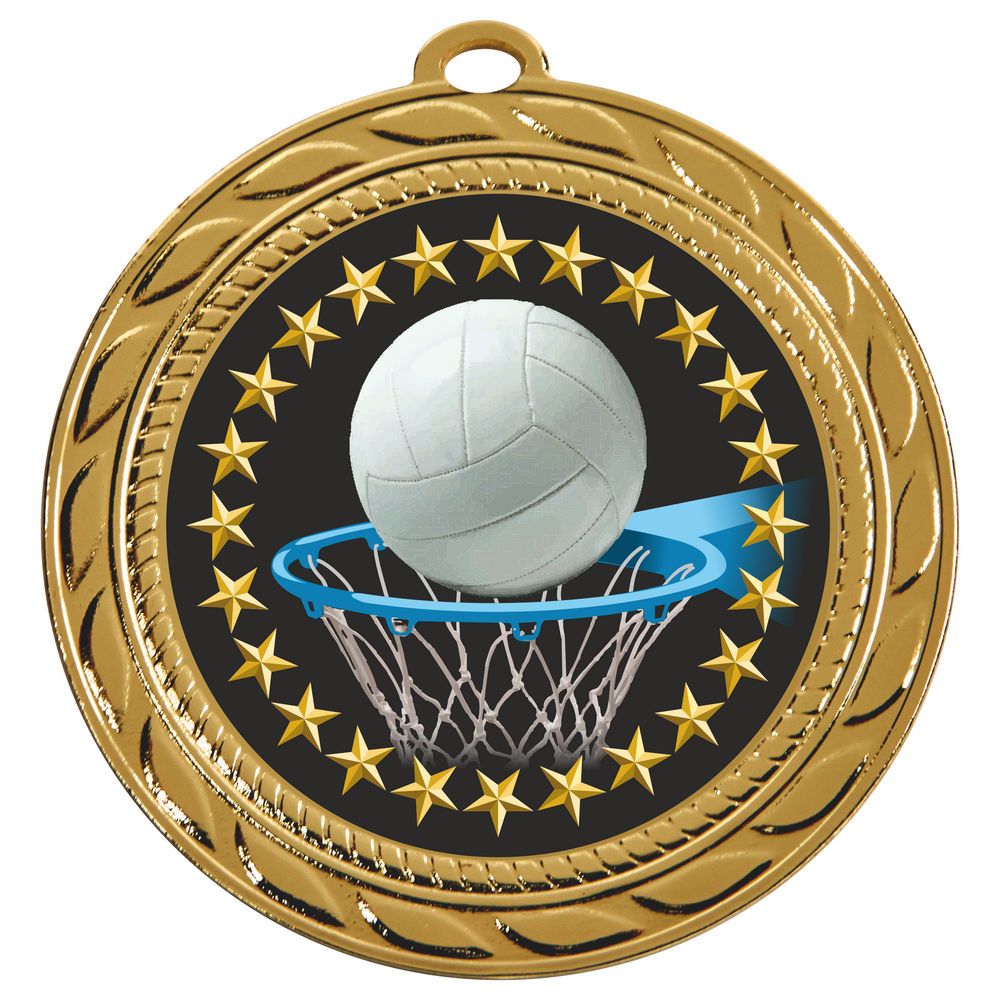 70mm Netball Medal Gold