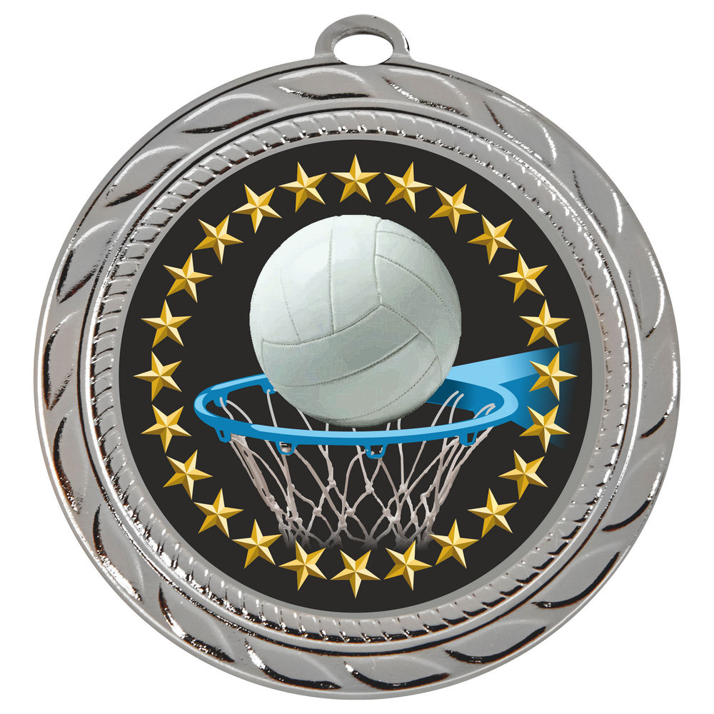 70mm Netball Medal Silver